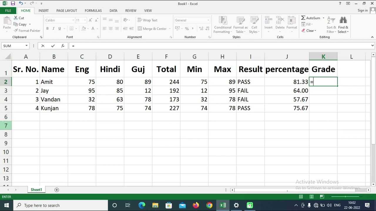 MS EXCEL MARKSHEET IN GUJARATI | CPT BIN SACHIVALAY GUJARATI |GUJARATI COMPUTER