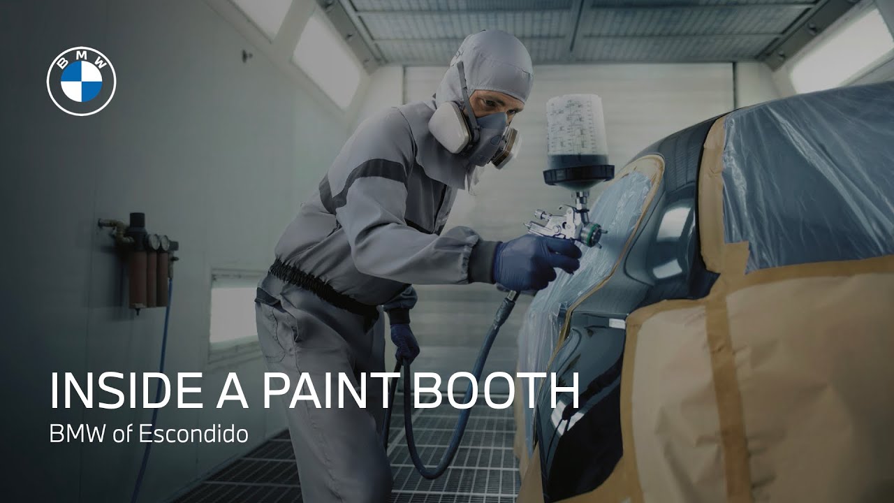 What it looks like inside a automotive paint booth