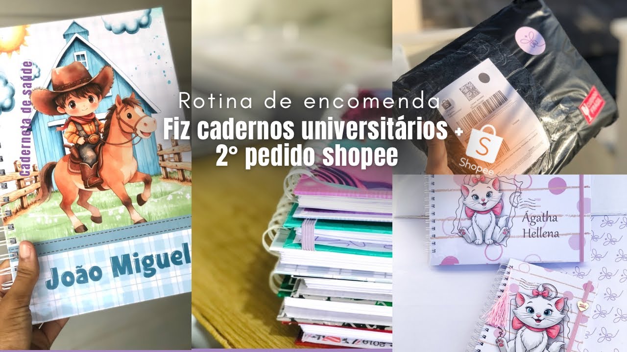 ROTINA DE ENCOMENDA|Saiu 2º Pedido de Encadernação na Shopee +Fiz Cadernos Tamanho  Universitários 