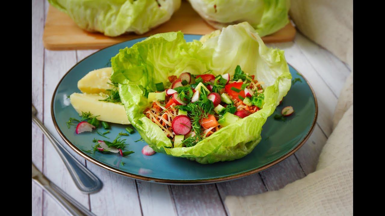 Салатные лодочки с горячим мясом и овощами Что приготовить из мясного фарша Обед готовится быстро