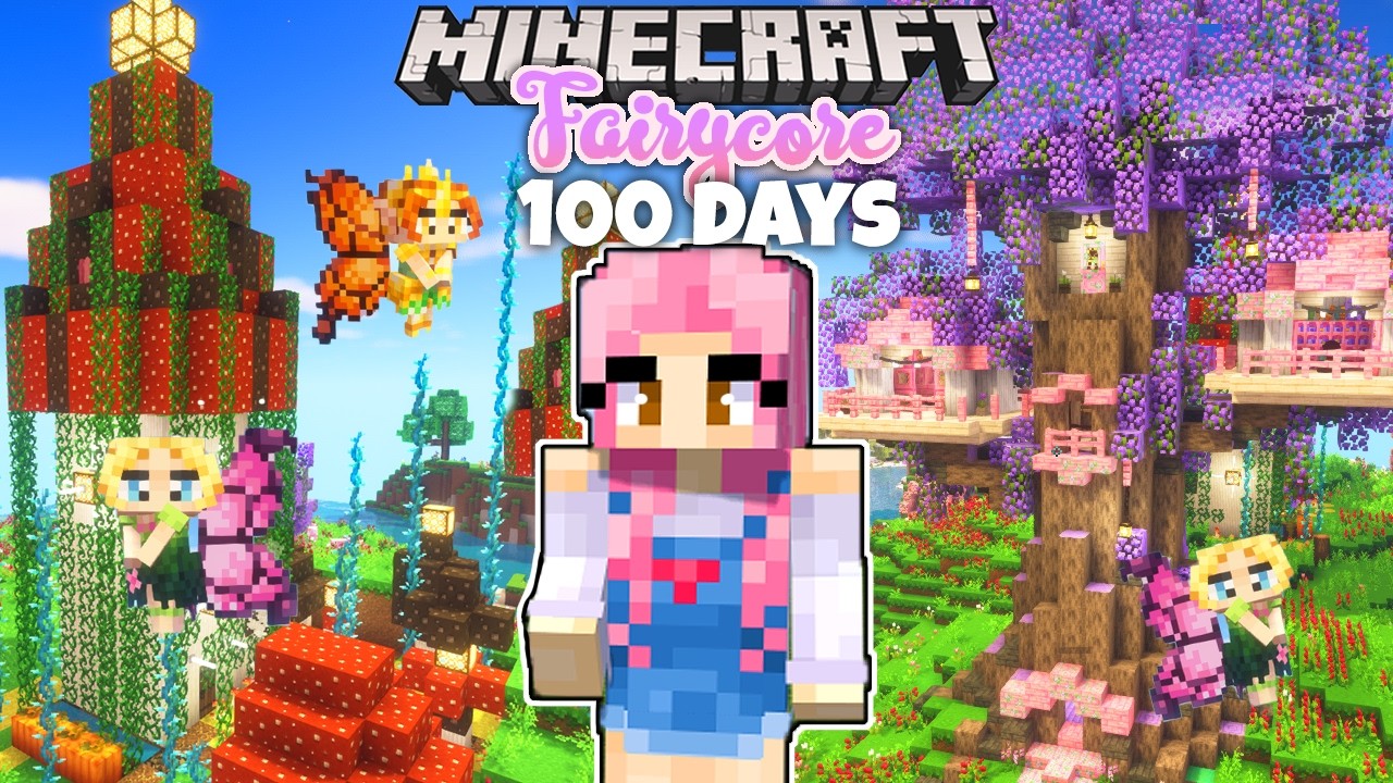 I Spent 100 Days in a FAIRYCORE Minecraft World! 🧚