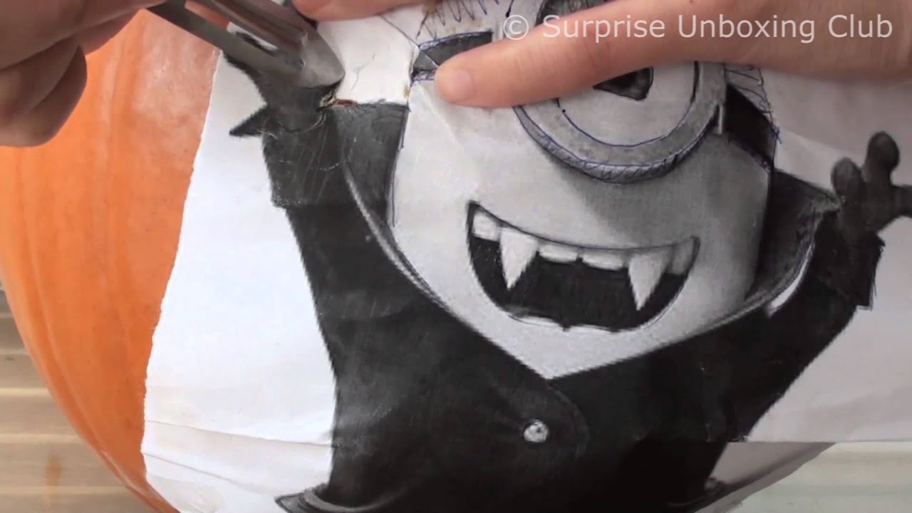 DIY Minions Pumpkin Head UNCUT - How to carve a pumpkin step by step video tutorial