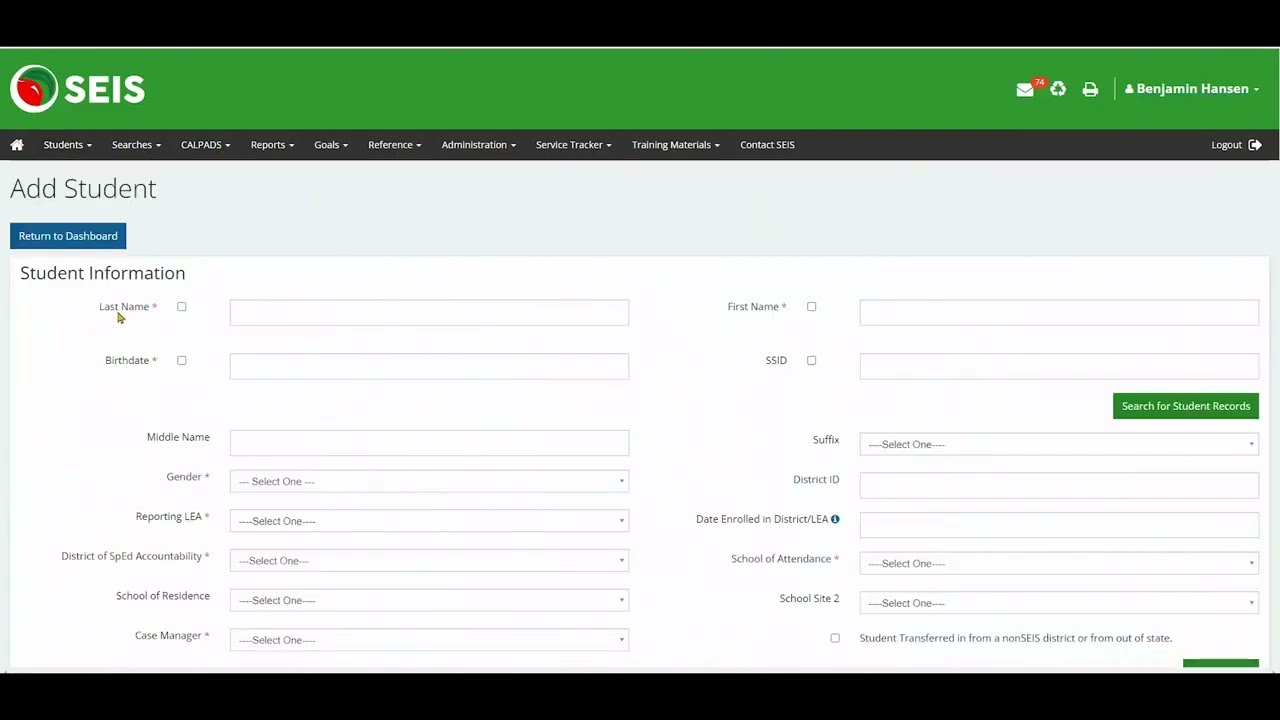 How to Create a Student Record (SEIS)