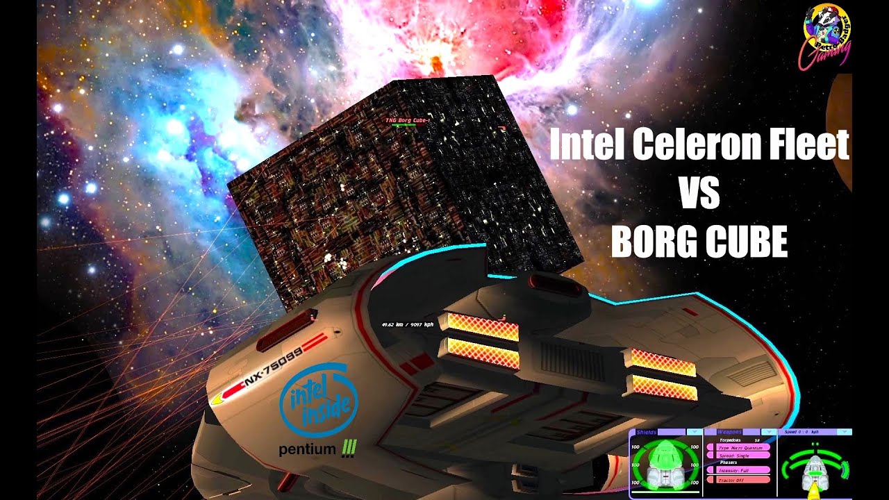 Intel Celeron Fleet VS Wolf 359 BORG CUBE - Star Trek Starship Battles Bridge Commander