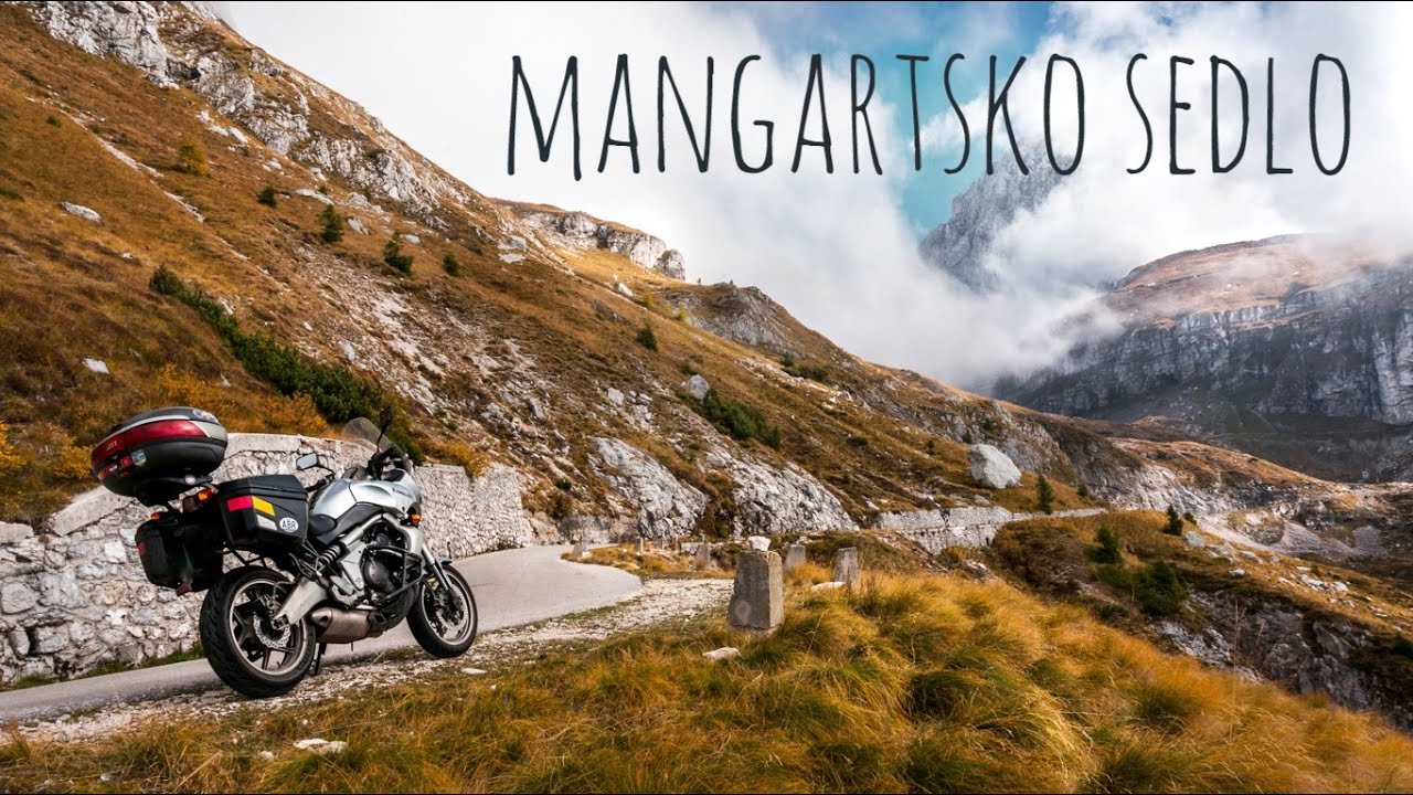 Motorcycling up the Mangart Pass. Best Slovenia roads!
