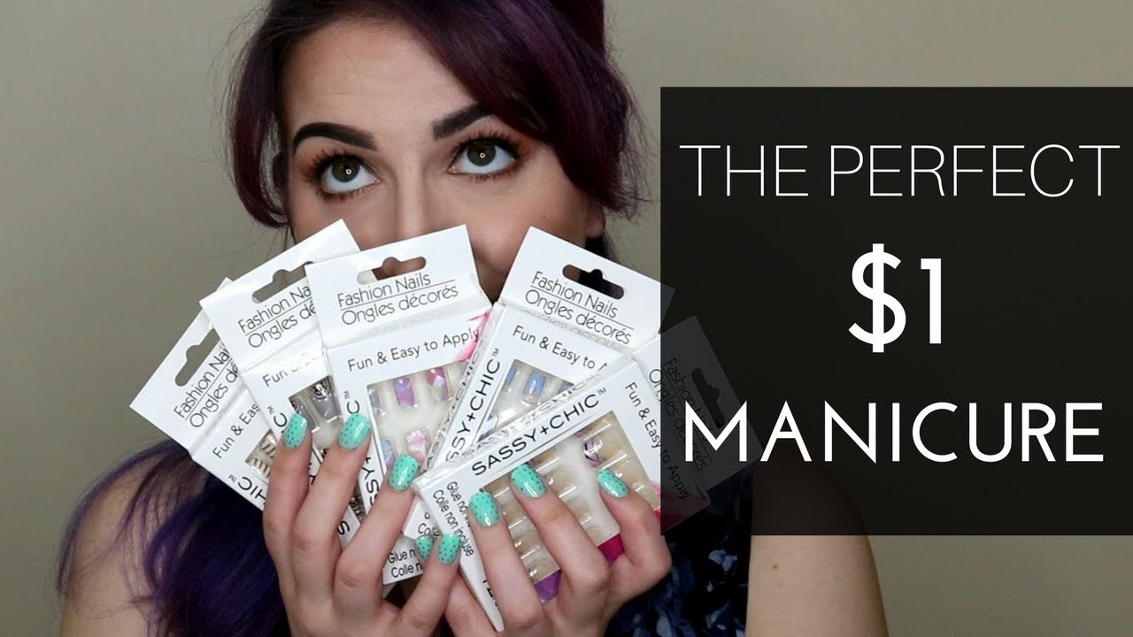 $1 MANICURE!?! - DOLLAR TREE FAKE NAILS | Kirby Rose