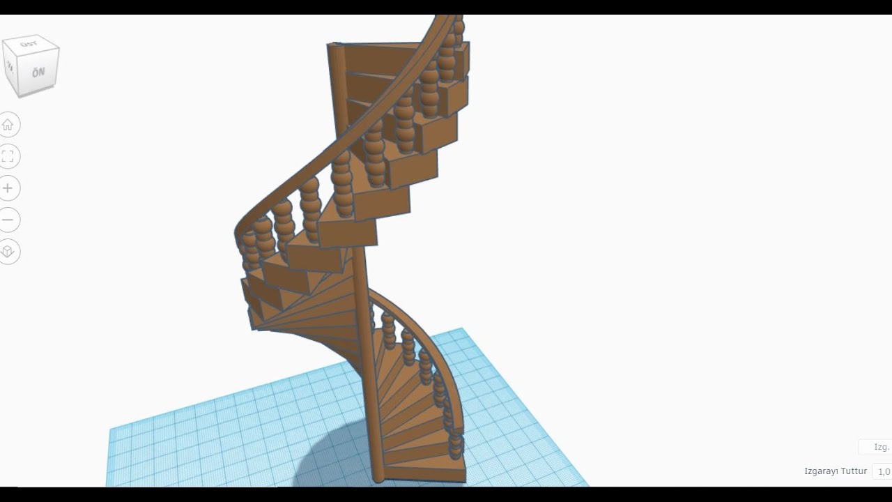 Tinkercad Dersleri - 11. Ders - Tırabzanlı Döner Merdiven Tasarımı
