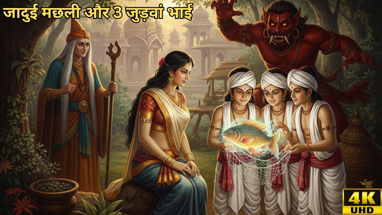 जादुई मछली, 3 जुड़वां भाई, राजकुमारी, राक्षस और जादूगरनी का अजीब किस्सा #HindiStories #MoralStories