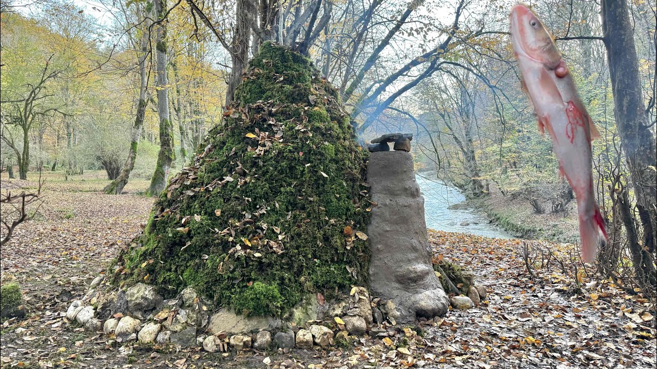 6 Months Survival With Only One Axe & Start-To-Finish Building Bushcraft Survival Shelter, Fountain