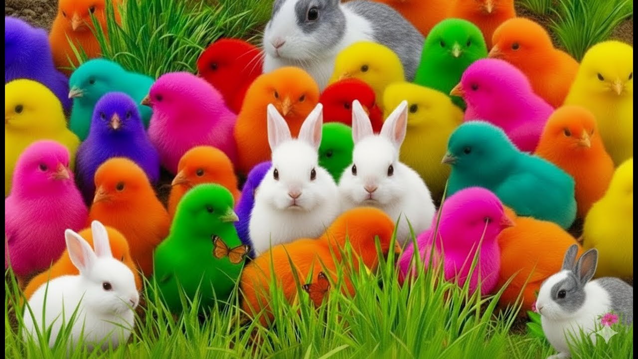 Ayam Lucu, ayam warna warni, ayam rainbow, kelinci lucu, bebek lucu, ikan koi, Hewan Lucu 🐤