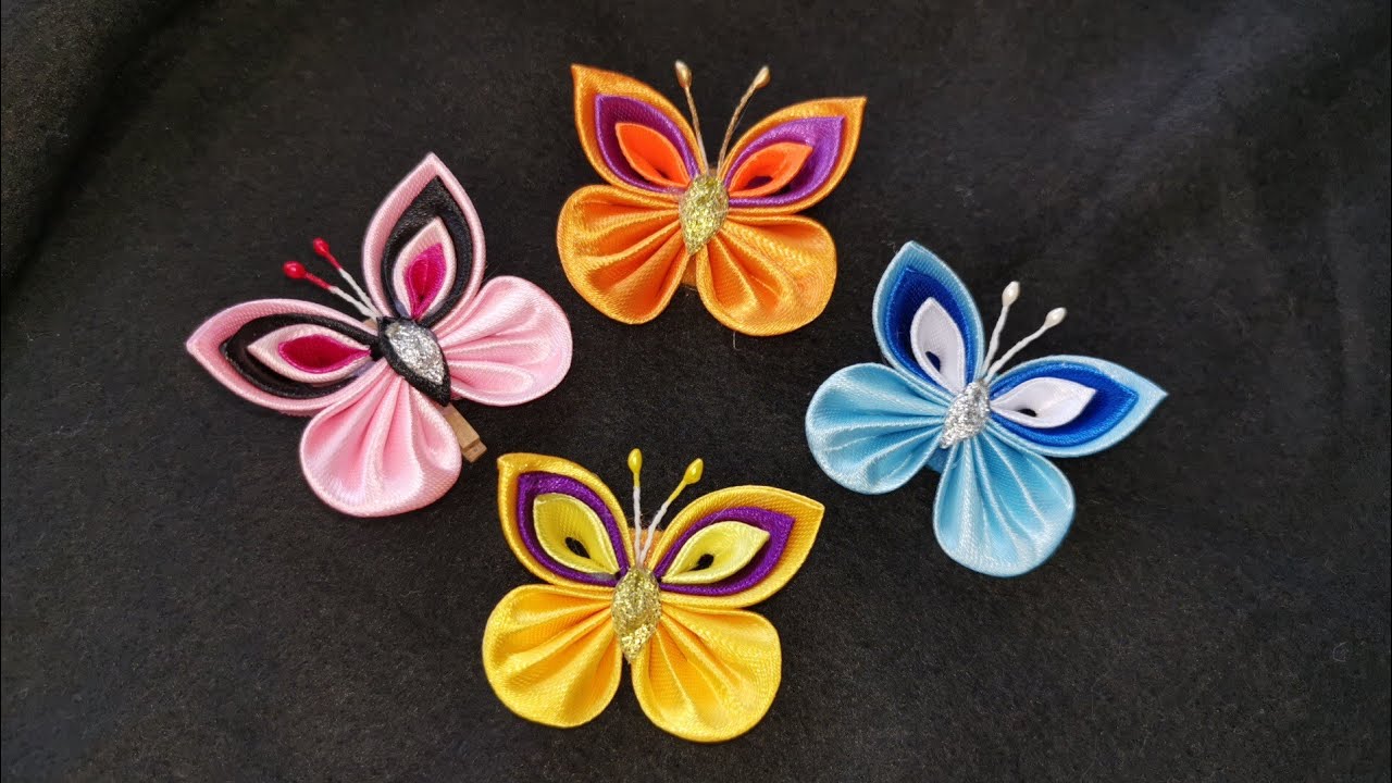 Satin ribbon butterfly / Handmade gift ideas / Kanzashi / DIY crafts/
