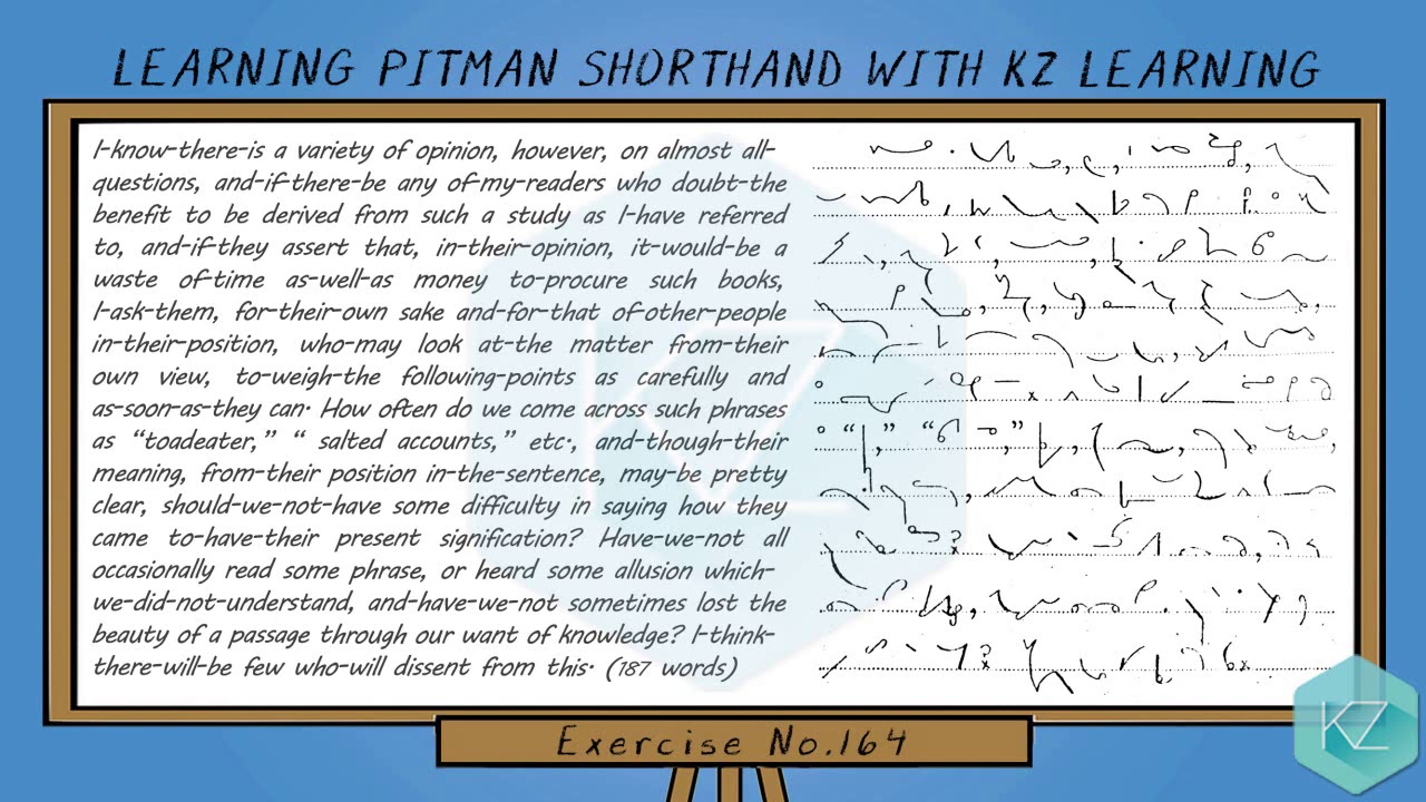 Exercise No.164 @ 80 WPM - Pitman Shorthand Dictation - KZ Learning