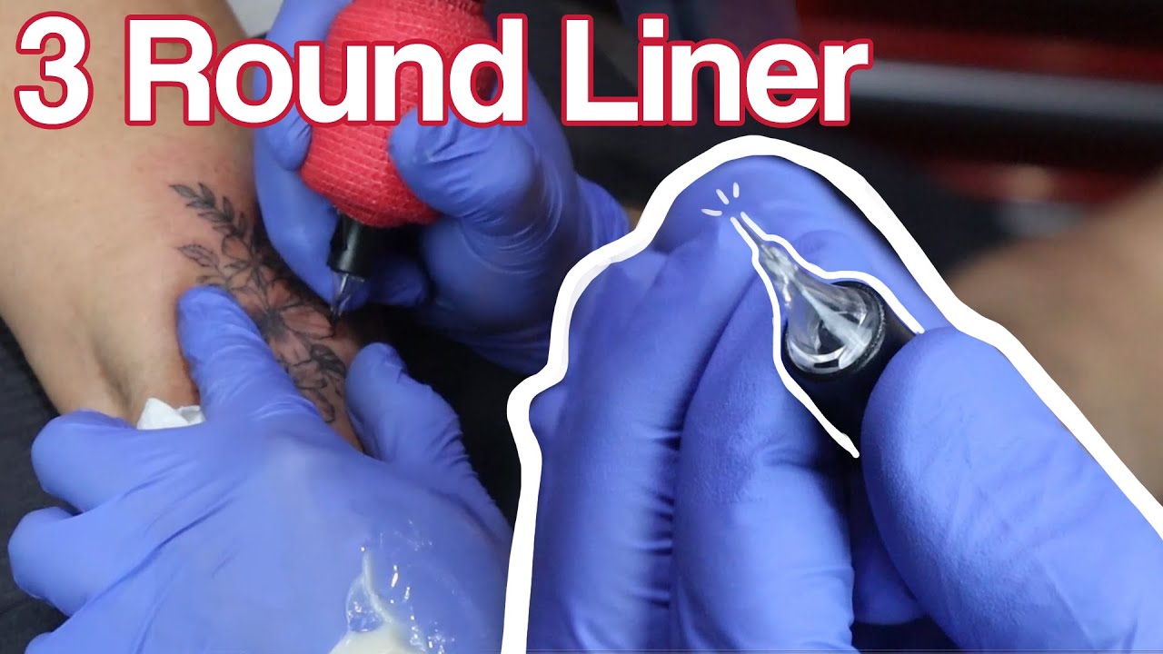 HOW TO TATTOO with only a 3 round liner in real time and time laps.