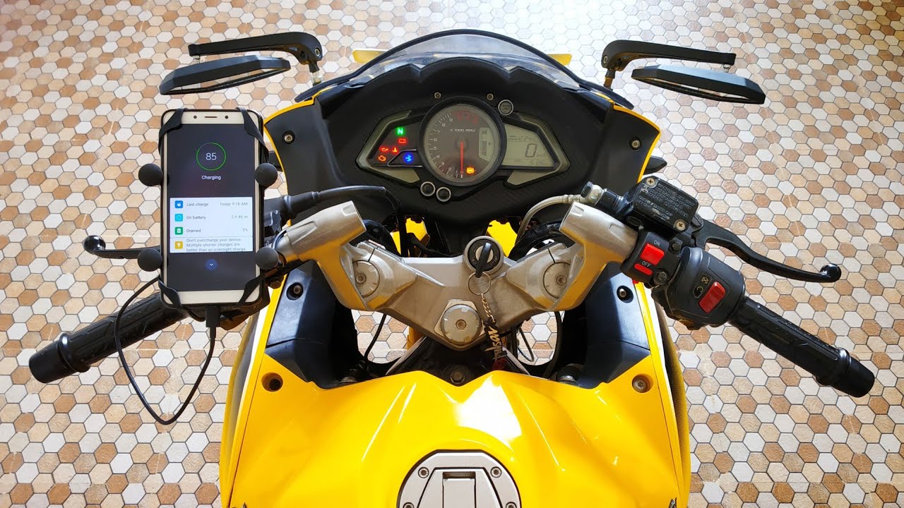 How to Install Mobile Holder with Charger in Pulsar RS 200 and All Bikes