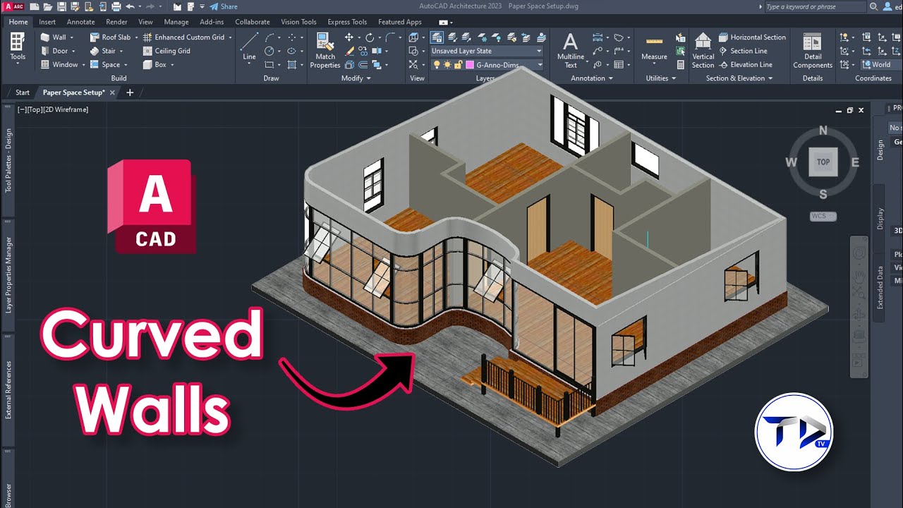 CURVED WALLS in AutoCAD Architecture 2024 (Arcs, Circular)