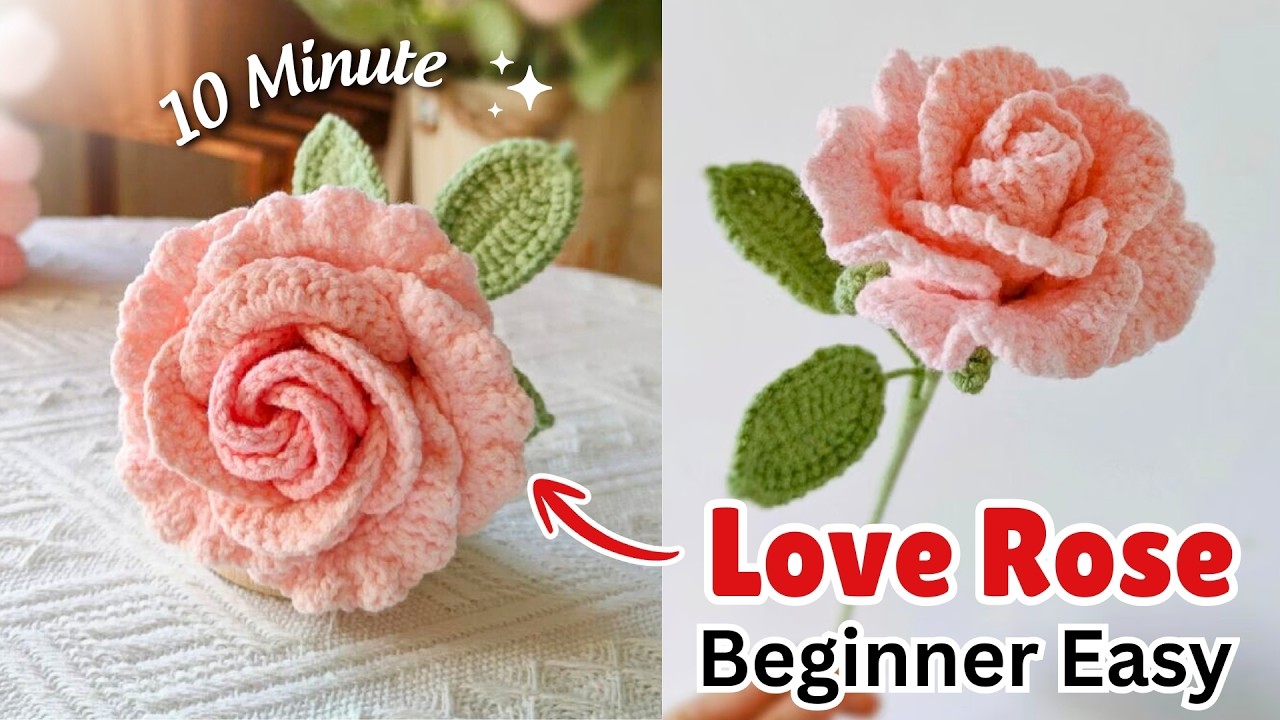 Crochet Love Rose Flower for Bouquet 🌹 | Quick & Romantic DIY Gift for Him/Her
