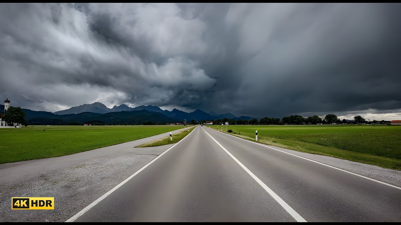Claudy Weather Drive / Starnberg to Munich / 4K 60fps / Gentle Car Sound