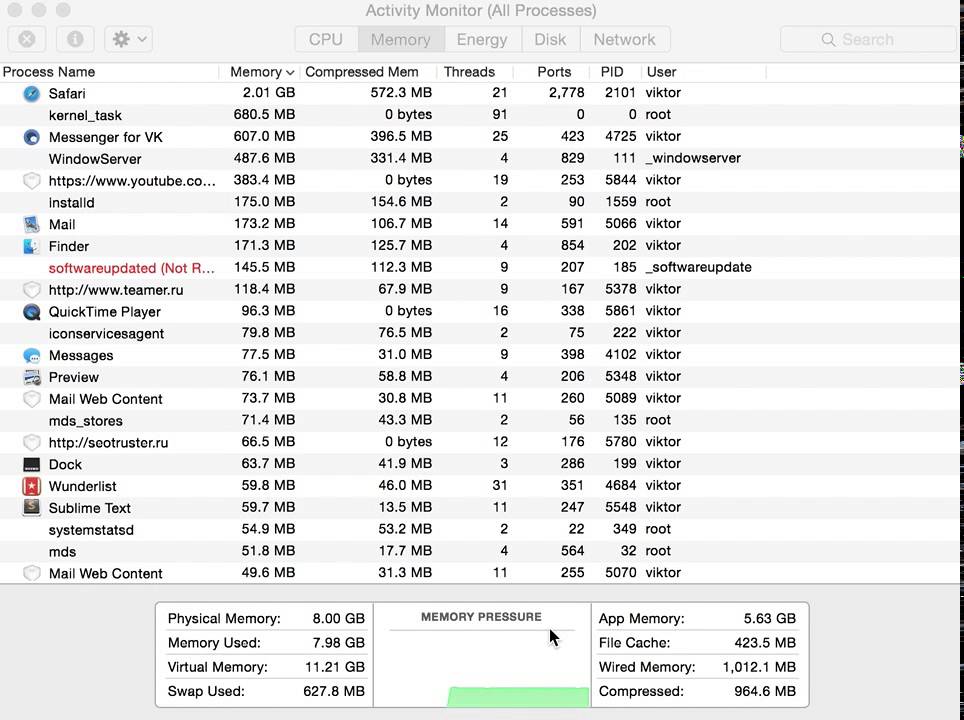 Mac OS X жрет всю оперативную память - почему?