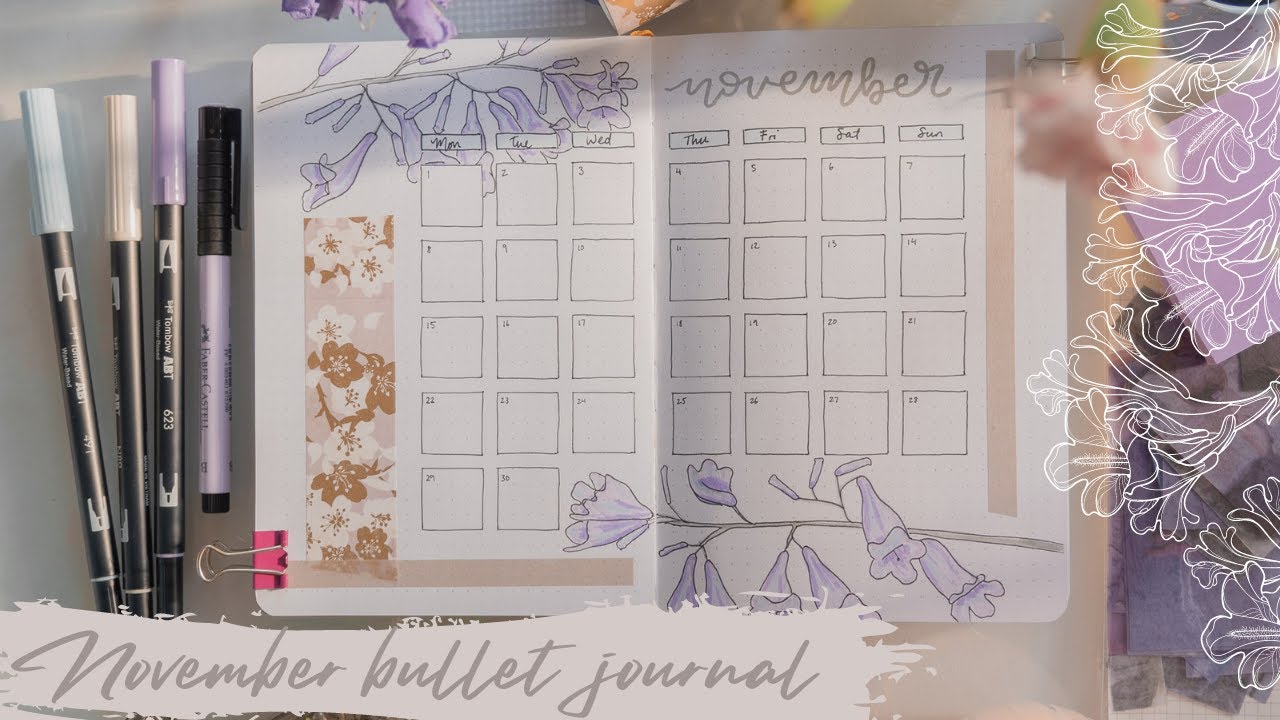Plan With Me: November Pastel Jacaranda Bullet Journal Theme Set Up