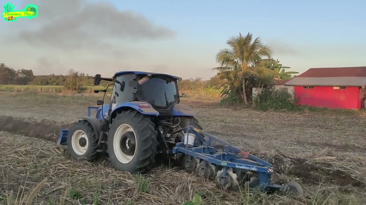 🚜ไถตออ้อยโดย NEW HOLLAND T6020 + ผานสับหมก ไคเฮงหลี