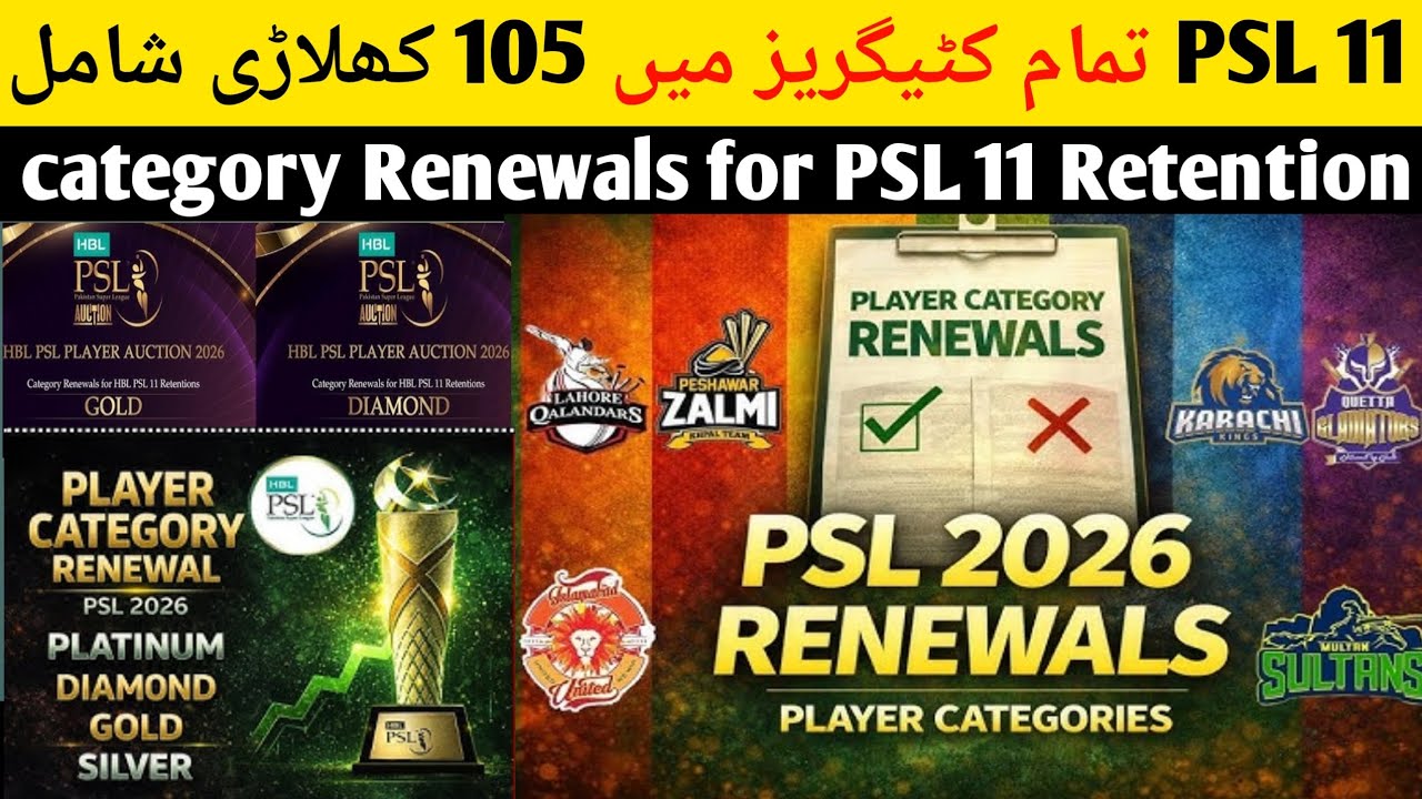 Psl 11 Renewals player's categories total 16 include platinum