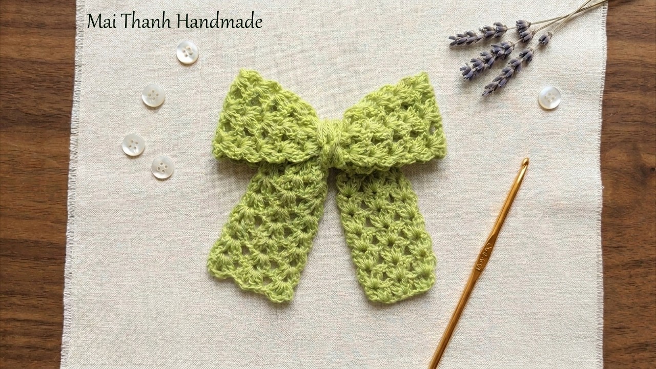 Hướng dẫn móc nơ bằng len I Crochet bow tutorial