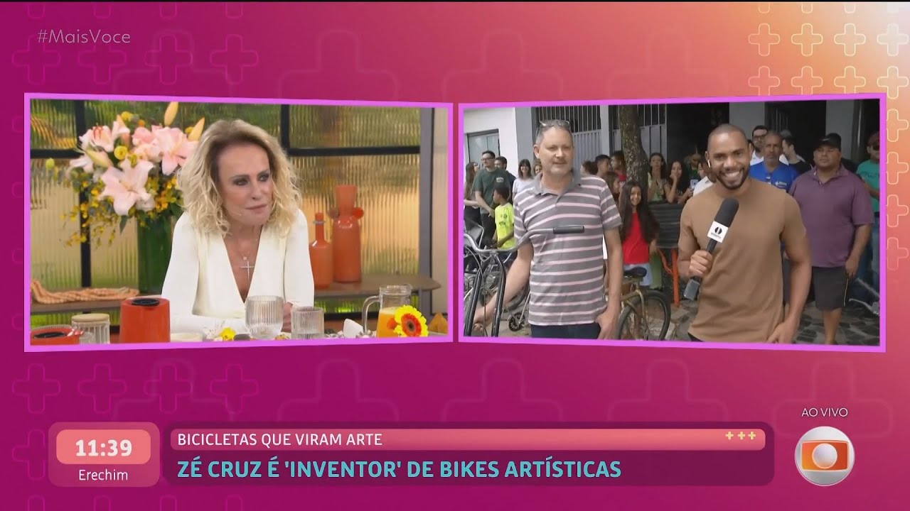 O taiobeirense Zé Cruz foi destaque no Programa de Ana Maria Braga com suas biciletas inusitadas