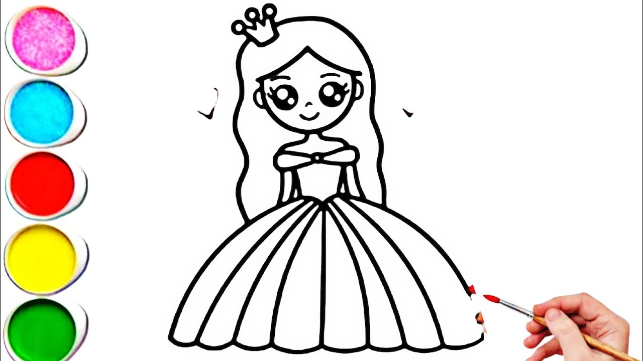 Cute Princess Drawing, Painting & Coloring For Kids and Toddlers_ Kids Art 