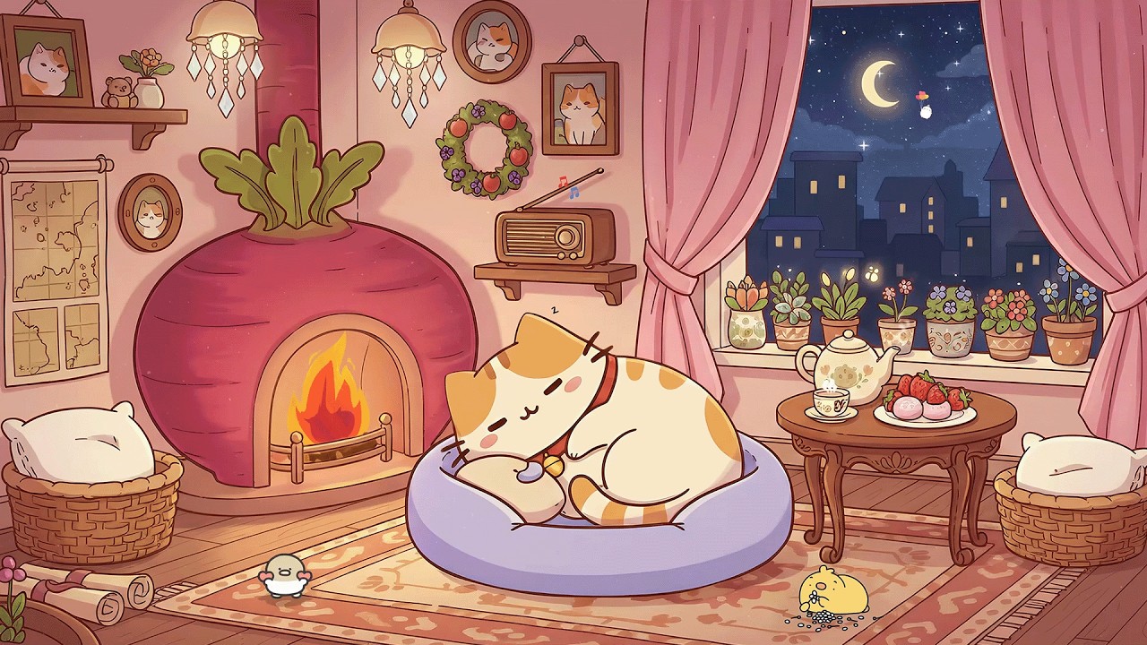 Aesthetic Lofi with Pusheen 🌸 Calm Lofi Hip Hop Mix for Sleep & Study 🎧 Spring Night Vibes
