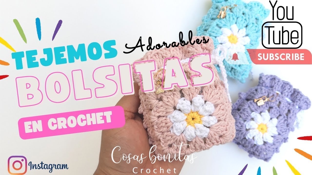 Bolsitas adorables a crochet! grannys! super fáciles y bonitas!