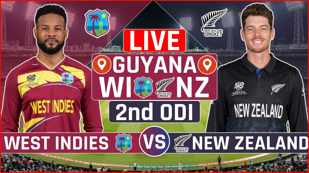 West Indies vs New Zealand 2nd ODI Live Score | WI vs NZ 2nd ODI Live Audio Commentary