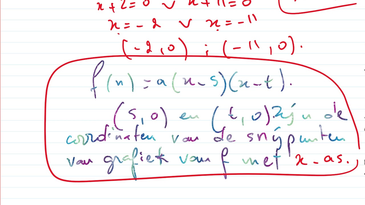 Kwadratische functies in de vorm a(x-s)(x-t):  Wiskunde - Klas-3- VWO/ Havo.