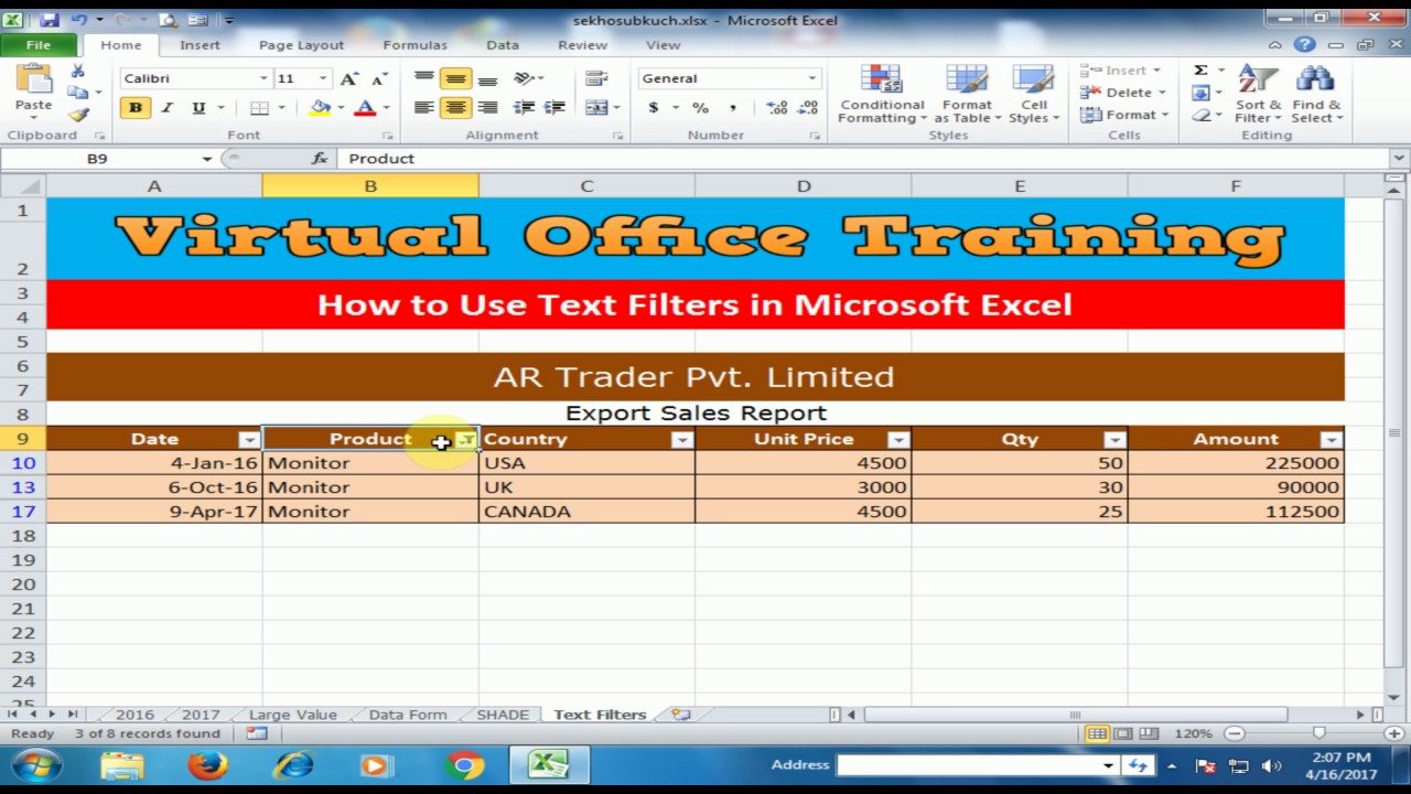 Excel Tips and Tricks : How to Use Text Filters in Microsoft Excel