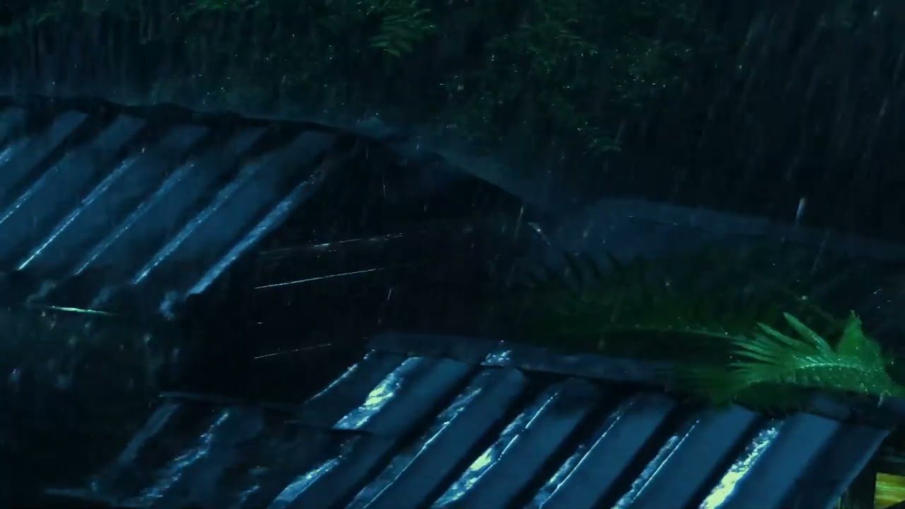 Moody Night Rain Falling on a Metal Roof | Deep Atmospheric Ambience