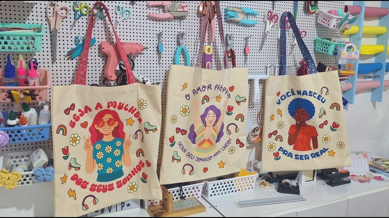 Como fazer ecobag costurada com alça sublimada e DTF Têxtil usando máquina Doméstica.