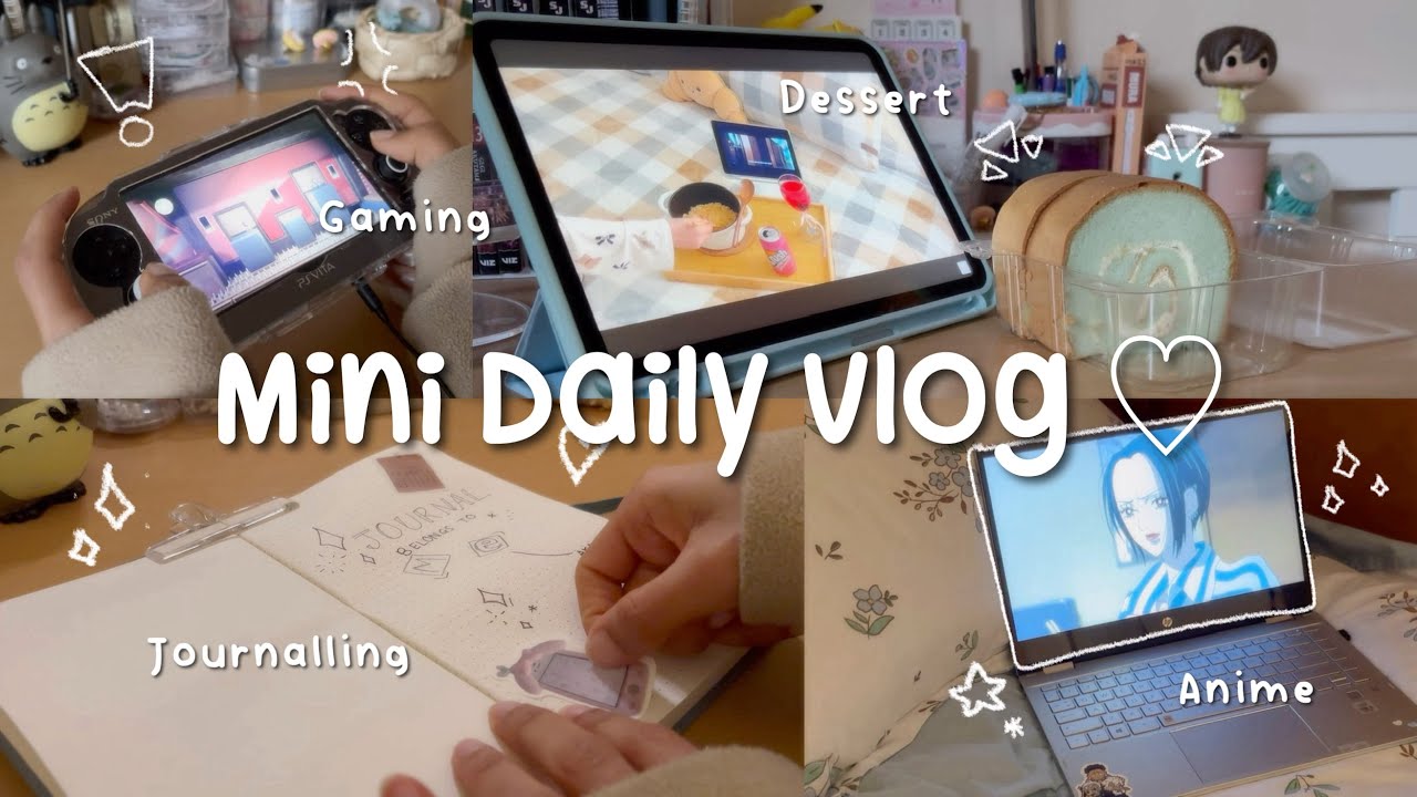 Mini daily vlog 🧁𐙚 skincare, anime, jouranlling, dessert, silent vlog, gaming, shopping, study