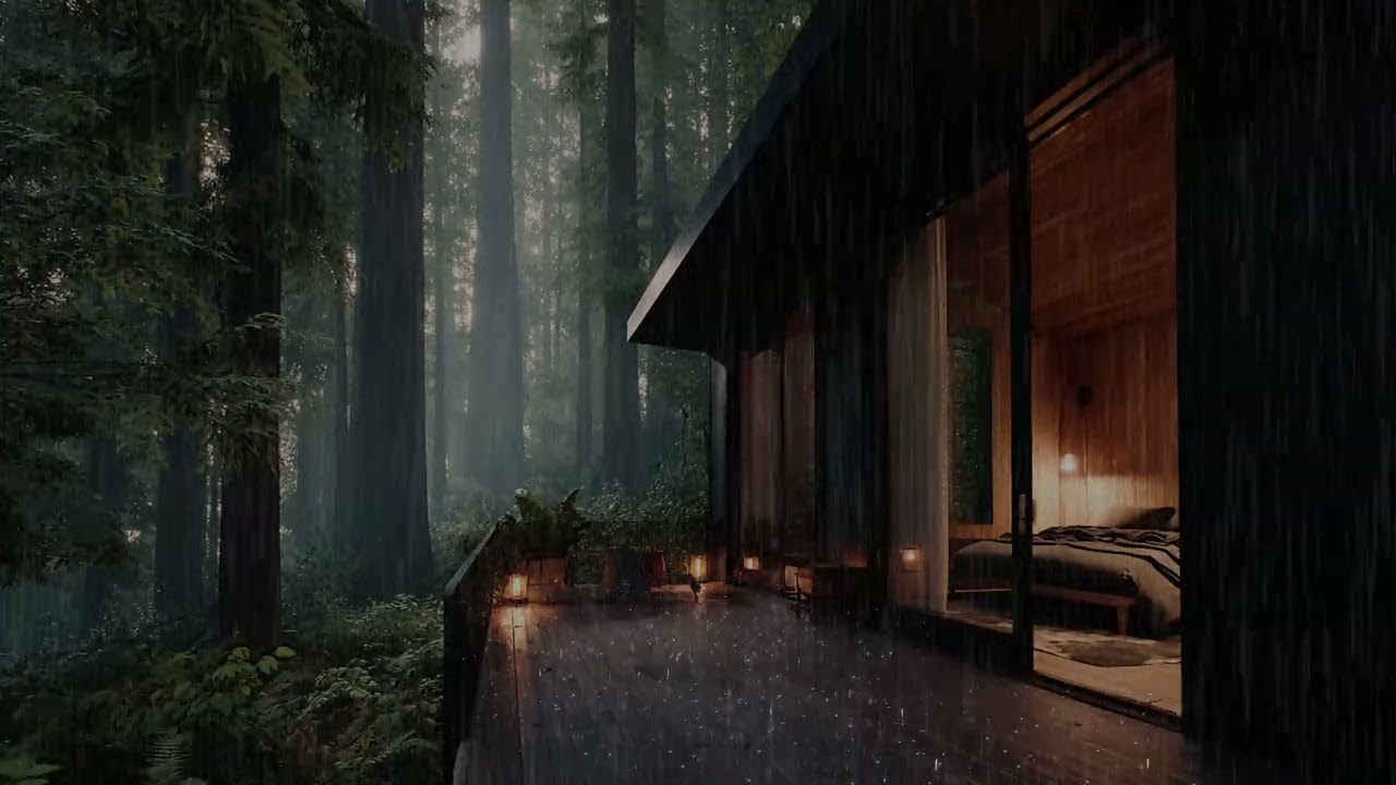 Deep Sleep in a Rainy Forest Room | Peaceful Night Ambience [No Music]