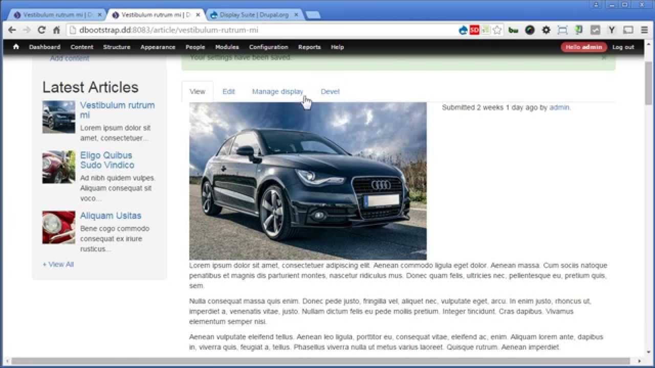 Drupal Bootstrap - 22 - Configuring Layout Display with Display Suite Module