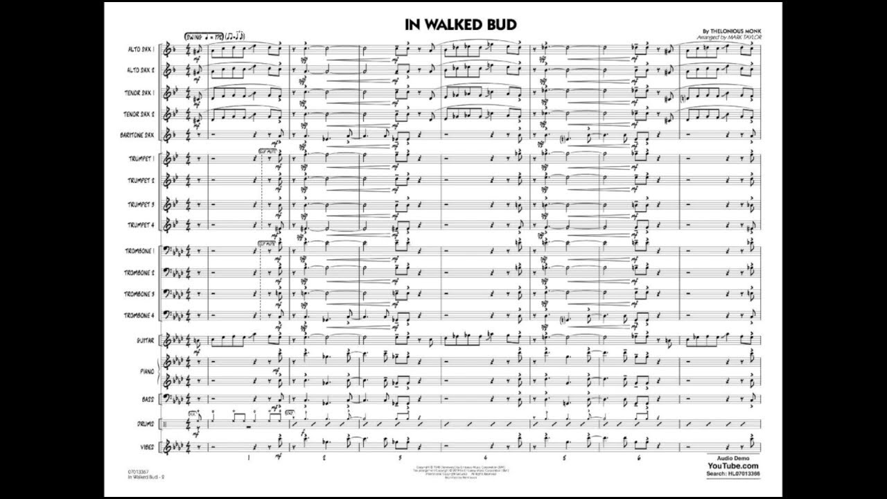 In Walked Bud by Thelonious Monk/arr. Mark Taylor