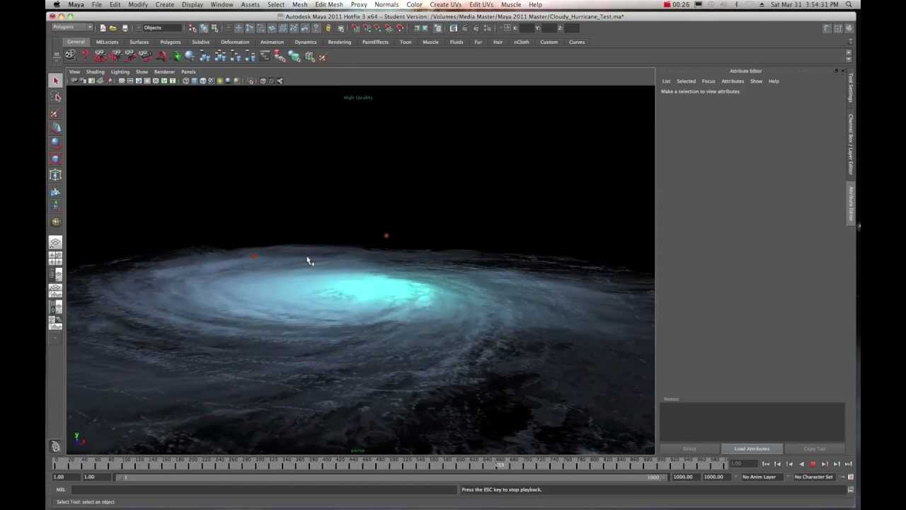 Maya 2011/2012 Create Hurricane and Lava Fields Quick Effect Tutorial by Stuart Christensen