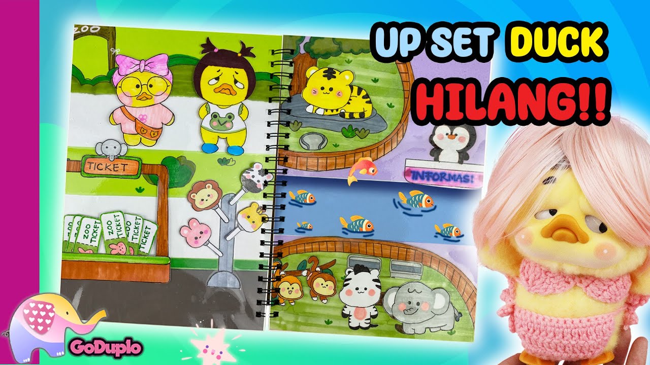 OH NO! TERSESAT DI KEBUN BINATANG!!! Paper Up Set Duck Lost In The Zoo! - GoDuplo TV