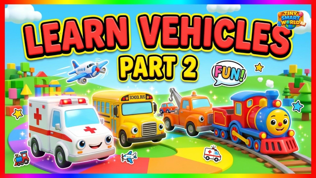 Learn Vehicles for Kids Part 2 | Fun Transport Vehicles Names & Sounds | Tiny Smart World