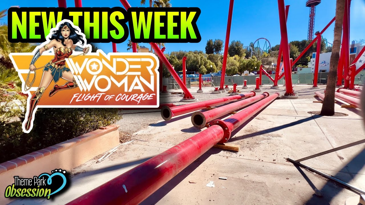 Wonder Woman Flight of Courage Construction Update! | Six Flags Magic Mountain