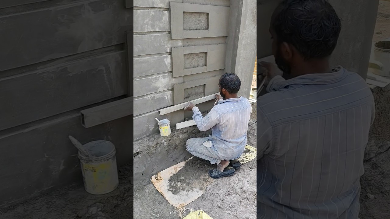 Compound wall design plaster || plaster cutting #shorts #trending #construction #plaster #skills