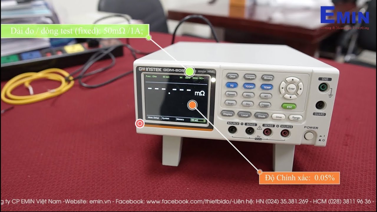 EMIN HDSD Đồng hồ đo milliohm GWINSTEK GOM-805