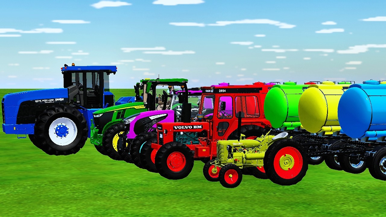 Work with Colors - LIME Jobs with Fiat Mini Tractor And BIG TRACTOR | Farming Simulator 22