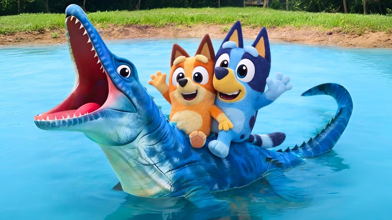 Bluey & Bingo Ride a Sea Monster 🌊🐉 Their First Ocean Adventure Challenge 😆| Funny Bluey Animation