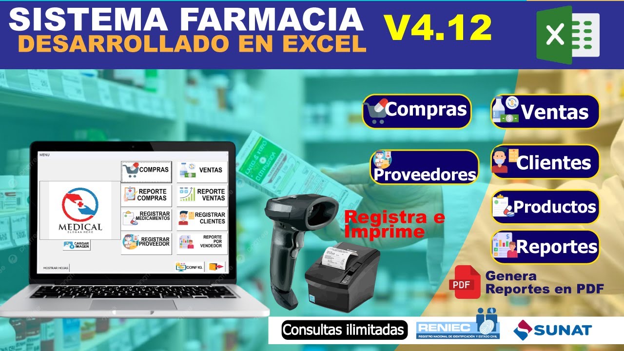 SISTEMA PARA FARMACIA O BOTICA  V4.0 | DESARROLLADO EN EXCEL | CONSULTAS POR DNI O RUC | PART. 03