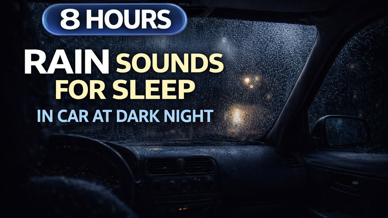 Rain Sounds for Sleep in Car at Dark Night 🚗🌧️ | ASMR Deep Sleep (No Thunder)