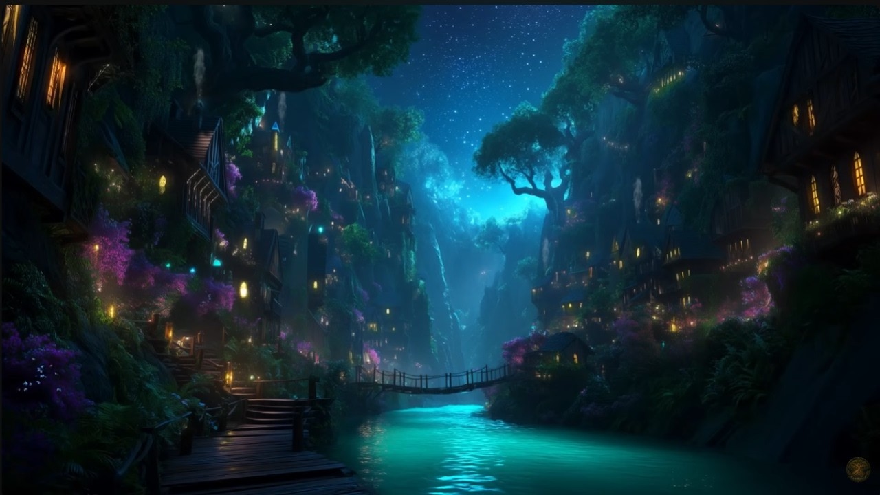 Hidden Forest Village &bull; Peaceful Night Nature ASMR